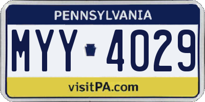 PA license plate MYY4029