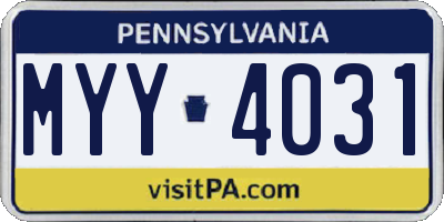 PA license plate MYY4031