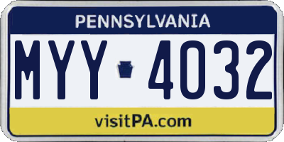 PA license plate MYY4032