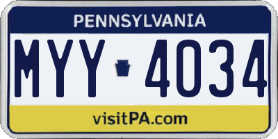 PA license plate MYY4034