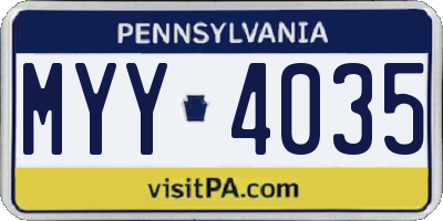 PA license plate MYY4035