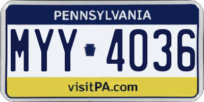 PA license plate MYY4036