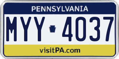 PA license plate MYY4037