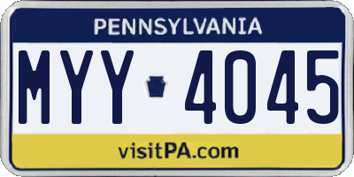 PA license plate MYY4045