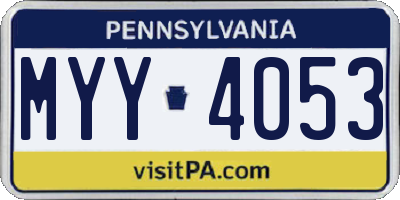 PA license plate MYY4053