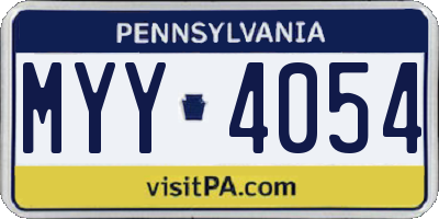 PA license plate MYY4054