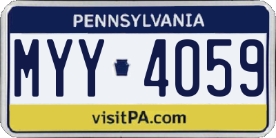PA license plate MYY4059