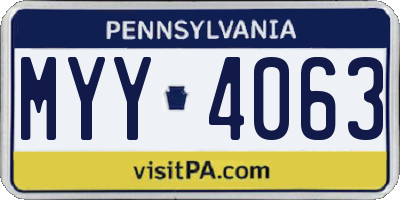 PA license plate MYY4063