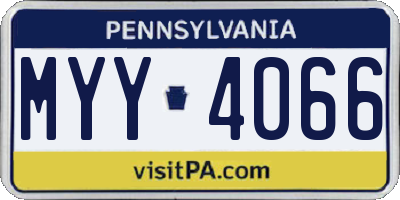 PA license plate MYY4066