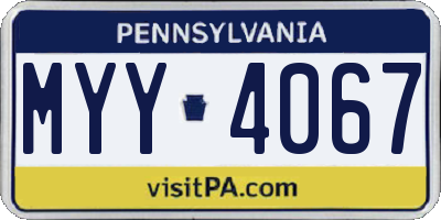 PA license plate MYY4067
