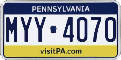 PA license plate MYY4070