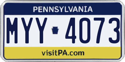 PA license plate MYY4073