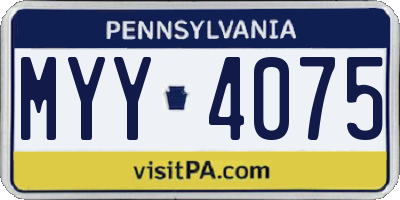 PA license plate MYY4075