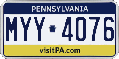 PA license plate MYY4076