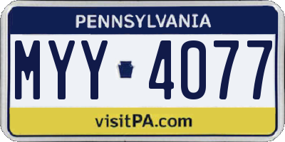 PA license plate MYY4077