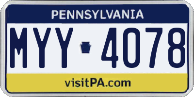 PA license plate MYY4078