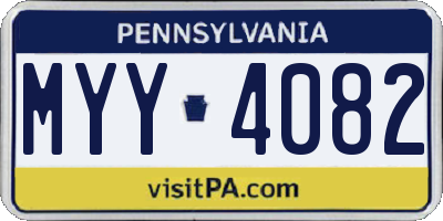 PA license plate MYY4082