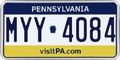 PA license plate MYY4084