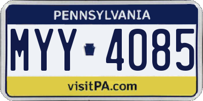PA license plate MYY4085
