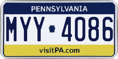 PA license plate MYY4086