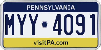 PA license plate MYY4091