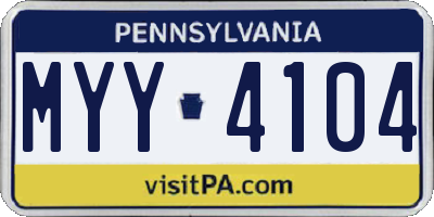 PA license plate MYY4104