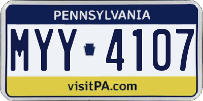 PA license plate MYY4107