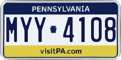 PA license plate MYY4108
