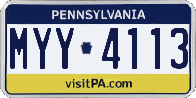 PA license plate MYY4113