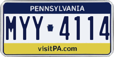 PA license plate MYY4114