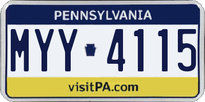 PA license plate MYY4115