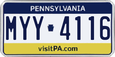PA license plate MYY4116