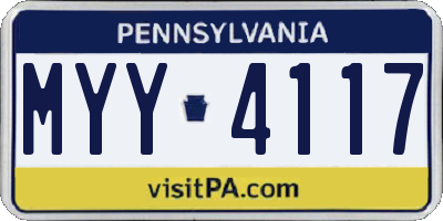 PA license plate MYY4117