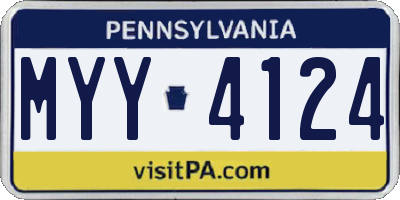 PA license plate MYY4124