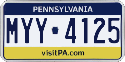 PA license plate MYY4125