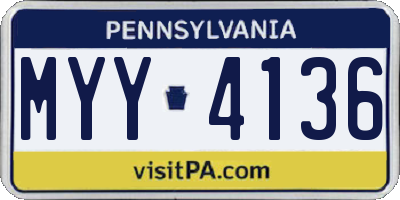 PA license plate MYY4136