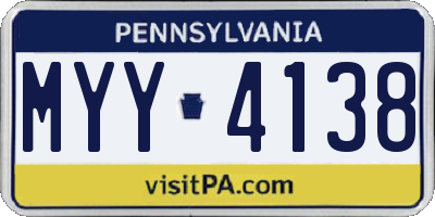 PA license plate MYY4138