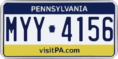PA license plate MYY4156