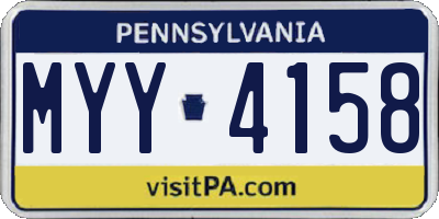 PA license plate MYY4158