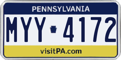 PA license plate MYY4172