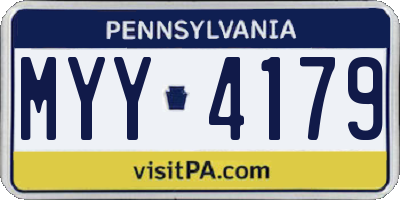 PA license plate MYY4179