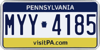PA license plate MYY4185