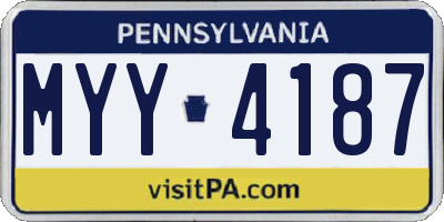 PA license plate MYY4187