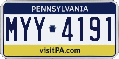 PA license plate MYY4191