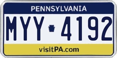 PA license plate MYY4192