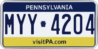 PA license plate MYY4204