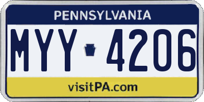 PA license plate MYY4206