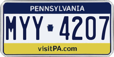 PA license plate MYY4207