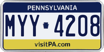 PA license plate MYY4208