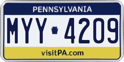 PA license plate MYY4209